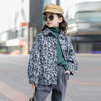

Teen Girls Woolen Coat Autumn Winter Kids Clothing 2020 New Thicken Warm Girls Coat Leopard Print Jacket for Girls Outfits 10 Y