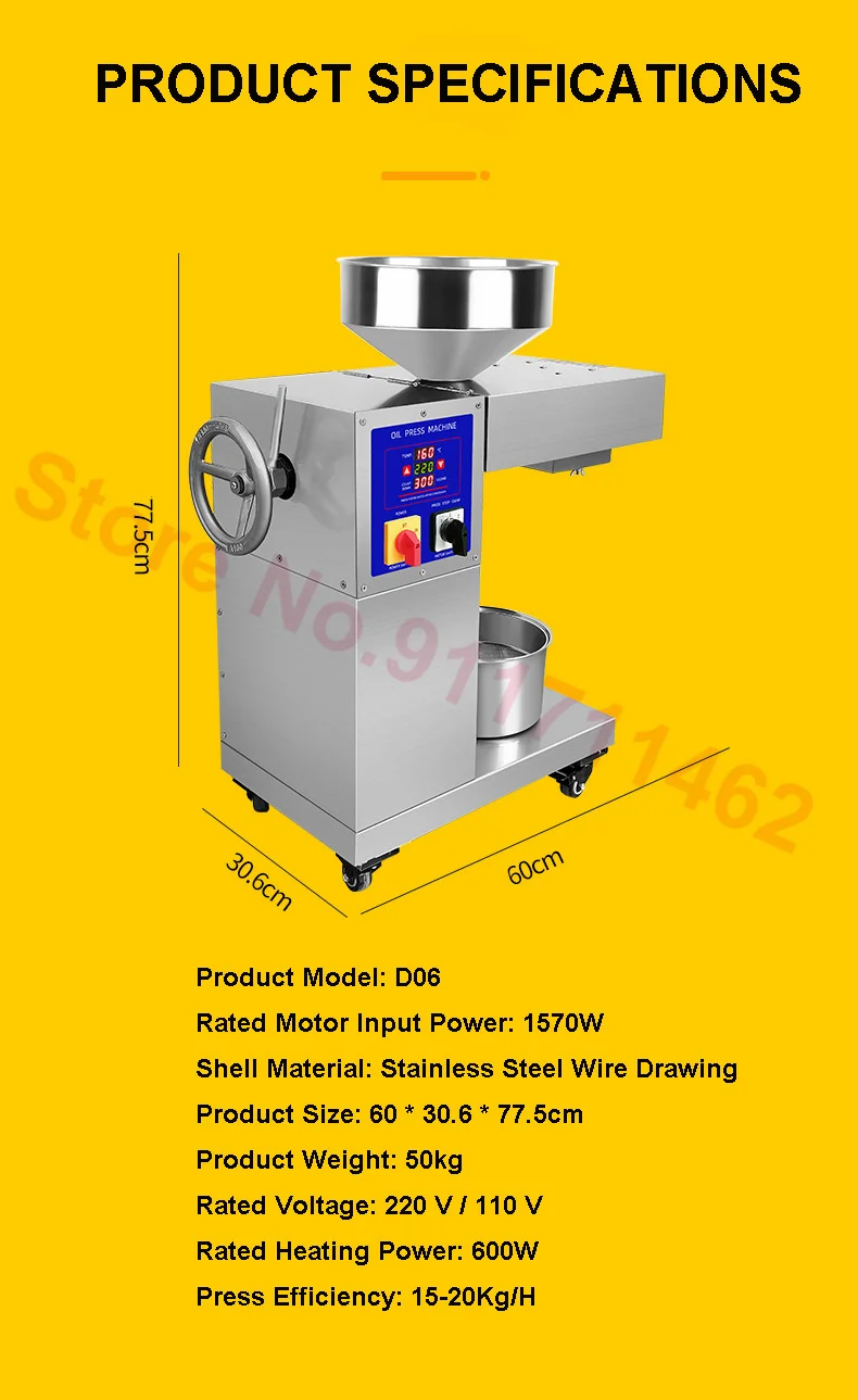 Automatic Oil Press Machine Industrial Stainless Steel Pressed Oil Seed  Expeller Commercial Oil Extractor 15-20kg/H - AliExpress