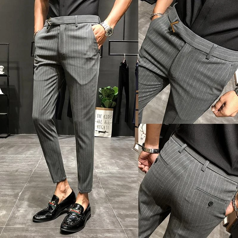 striped ankle pants mens