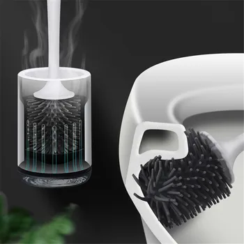 

Silicone Toilet Brush Soft Bristle Wall-mounted Bathroom Toilet Brush Holder Set Clean Tool Durable Plastic Rubber Toilet Clean