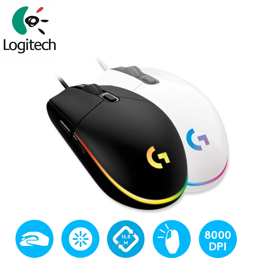 Проводная игровая мышь Logitech G102 с подсветкой механическая Боковая кнопка