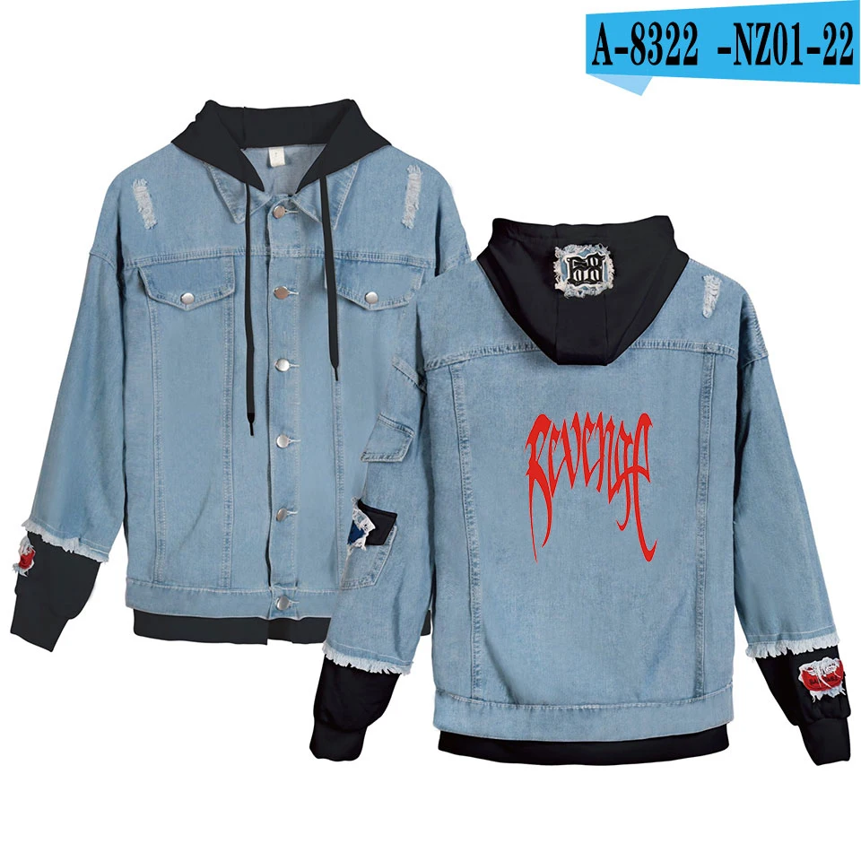 Lil Peep Cry Baby Denim Jacket Xxxtentacion hip pop singer Revenge Hooded Denim Jacket Fit Men/Women Hoodies Autumn sweatshirt