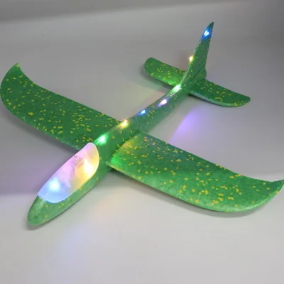 Green body light 48 см планер модель самолета комплект, светодиодный светильник самолет игрушки для детей, ручной метательный самолет из пеноматериала для спортивные игры на улице Летающий - Цвет: Green body light