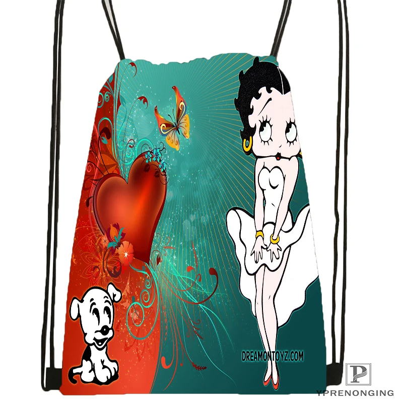 

Custom Betty Boop Drawstring Backpack Bag for Man Woman Cute Daypack Kids Satchel (Black Back) 31x40cm#180531-01-44