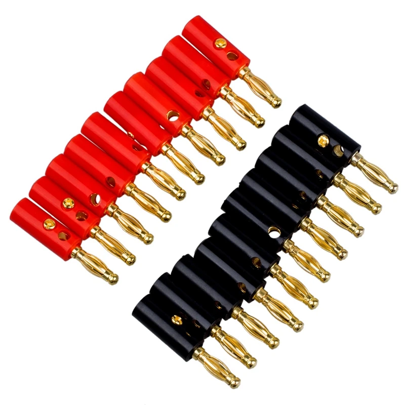 

FFYY-10 Pcs 3.8Mm Thread 4Mm Banana Plug Socket Binding Post Replacement & 10 Pcs 50Mm Plastic Handle Test Probe Metal Alligator