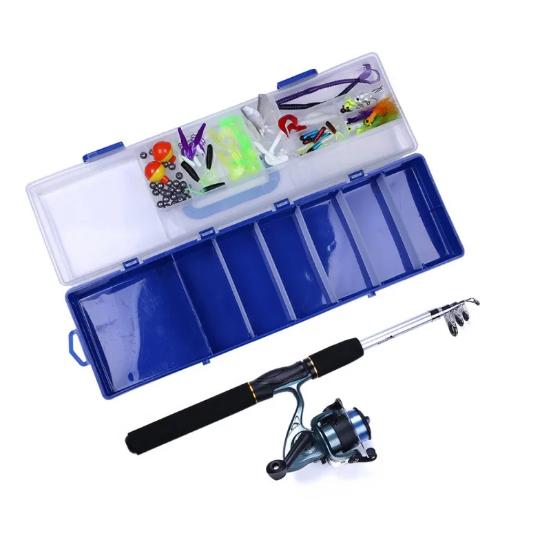 150pcs/set Fishing Rod Set Spinning Wheel Retractable Rod Soft Bait Hook Portable Outdoor Fishing Accessories New