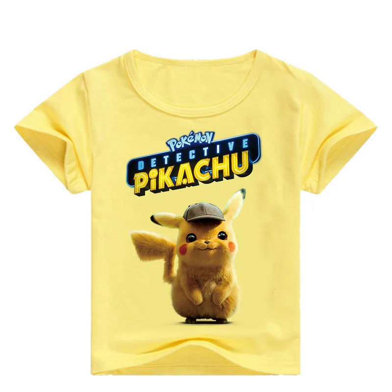 От 2 до 16 лет, Милая футболка «Покемон го» Детская летняя одежда Повседневная футболка с короткими рукавами для девочек футболки для мальчиков футболка с рисунком Пикачу - Цвет: Цвет: желтый