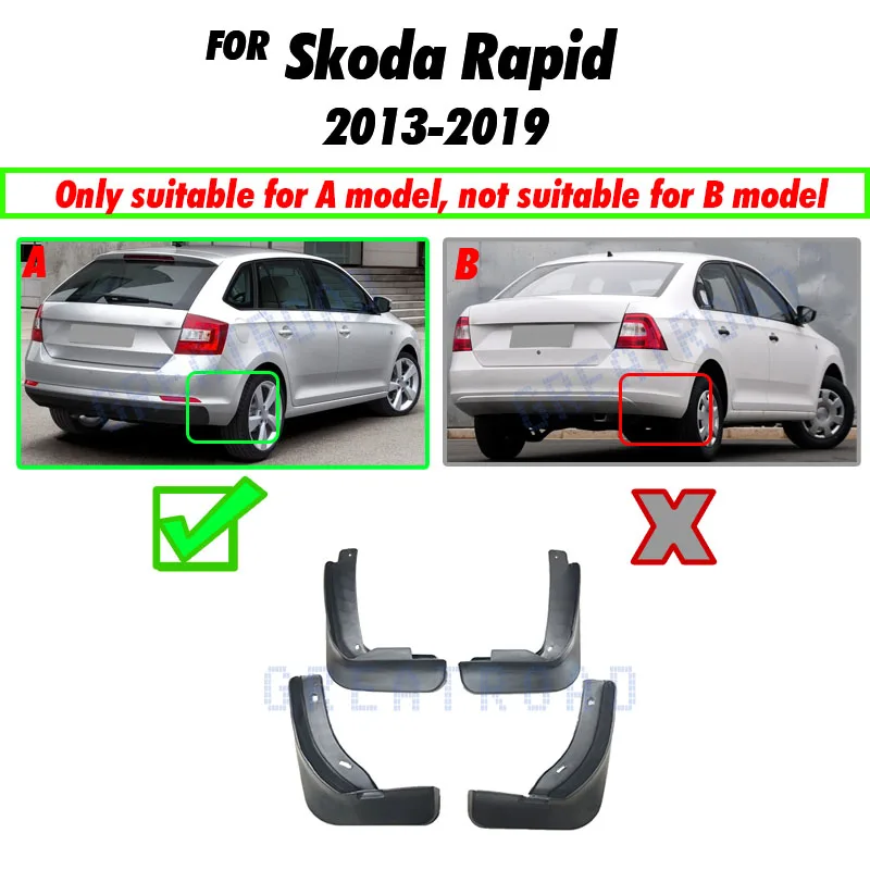 Car Front Rear Mudguards For  2013-2019 Skoda Rapid Mudflaps Accessories Splash Guard Car-styling Fenders hood bug deflector Exterior Parts