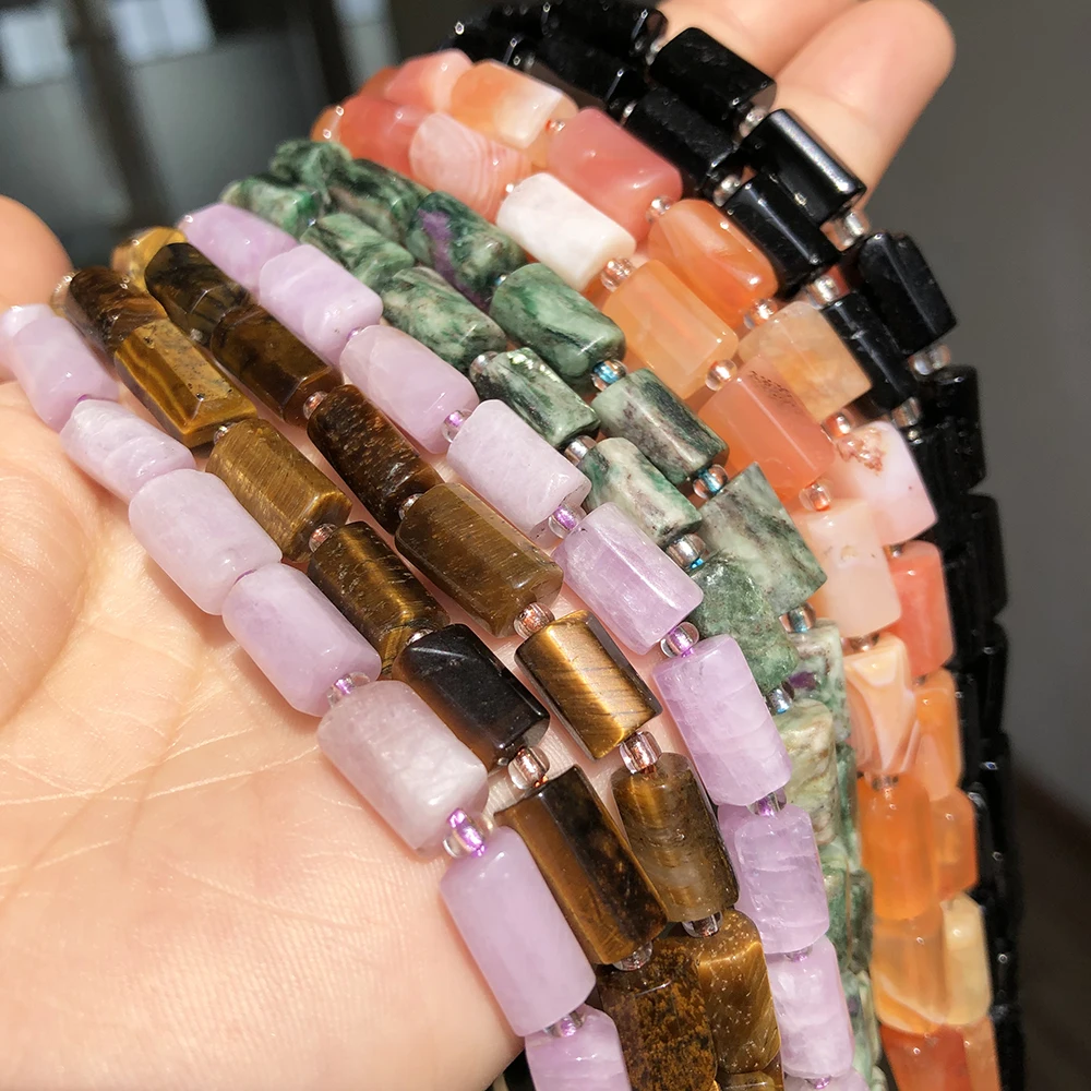 Perles de pierre d'apatite en cristal de Quartz à facettes naturelles, œil de tigre, Agates violets, Kunzite, pour la fabrication de bijoux, accessoires de Bracelet