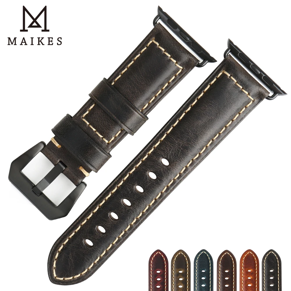 Maikes Pulseira de Relógio de Couro Genuíno Acessórios para Apple Ver 40 mm 38 mm Pulseiras para Apple Ver 44 mm 42 mm