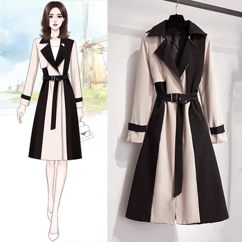 

Loose Korean Trench Long Windbreaker Casual Wrap Coat Spring Winter Jacket Women Thicken Warm Parka Casual Winter Clothes KK60NF