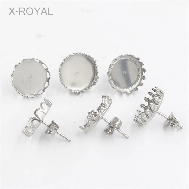 X-ROYAL 20 шт./партия внутренний диаметр 12 мм серьги-гвоздики из нержавеющей стали 3