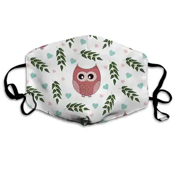 

Cute ffy Animal Owl And With Hearts Washable Reusable Mask, Cotton Anti Dust Half Face Mouth Mask For Kids Teens Men Women