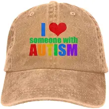 Мужская/Женская Регулируемая трикотажная окрашенная джинсовая бейсболка s I Love Who with Autism Кепка в стиле хип-хоп