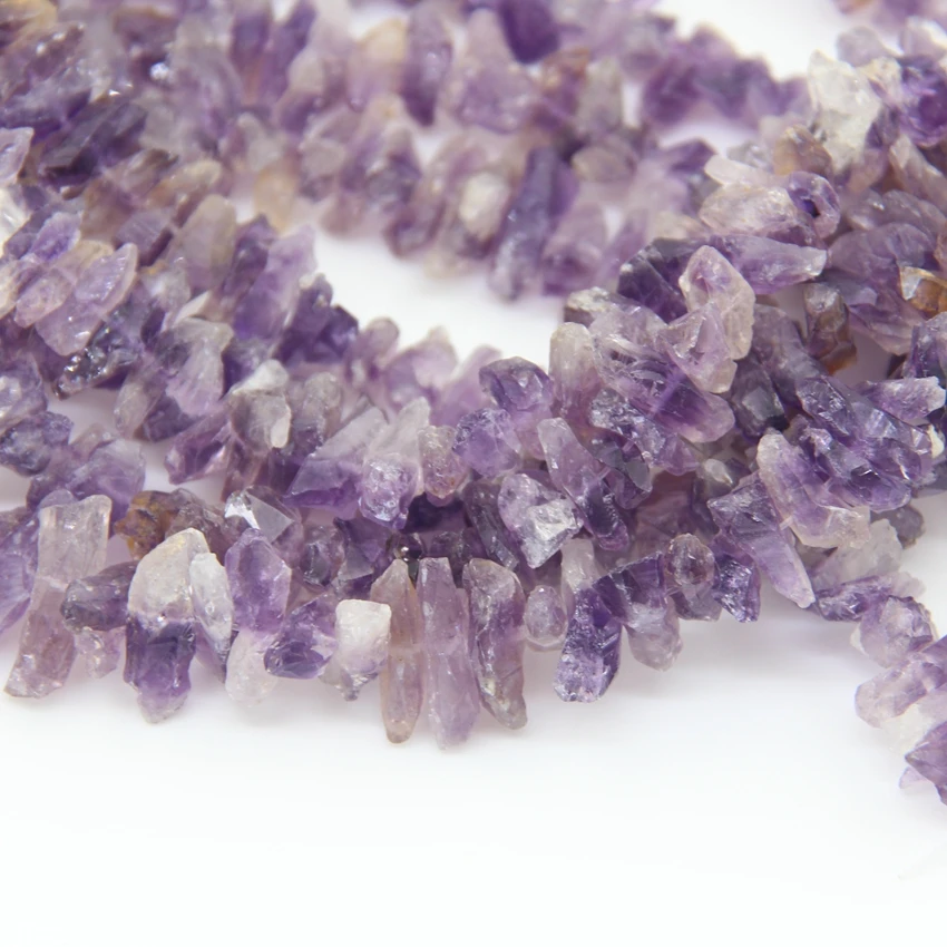 Natural Raw Amethysts Tumbled Nugget Beads,Center Drilled Rough  Crystal Cut Chips, for Necklaces Bracelet Earring Jewelry Make