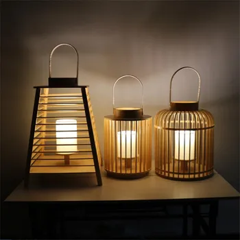 

Modern Pastoral Wooden Wicker Table Lamp for Foyer Bed Room Bar Apartment Decor Handmade Creative Desk Light 1910