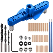 Self Centering Drilling Guide Dowel Jig Kit Vertical Tool Wood Drill Center Woodworking 2 In 1 Sleeve Tools Scriber Pocket Hole