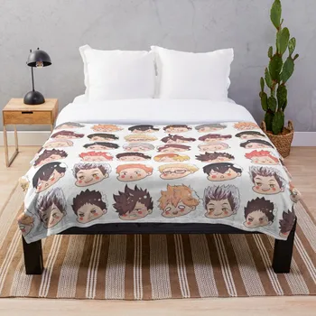 

Haikyuu chibi heads Throw Blanket Soft Sherpa Blanket Bed Sheet Single Knee Blanket Office Nap Blanket