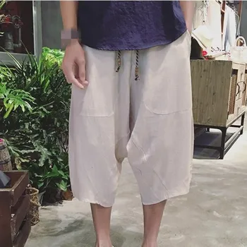 

Chinese Style Solid Color PLus Size Summer Mens Pants Tai Chi Aikido Hakama Fashion Trousers For Men Kung Fu Pants Free Shipping