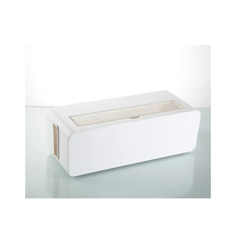 Пластиковая коробка для хранения проводов Кабельный менеджер коробка для хранения шнур питания для хранения распределительная коробка товары для дома 2 размера - Цвет: white