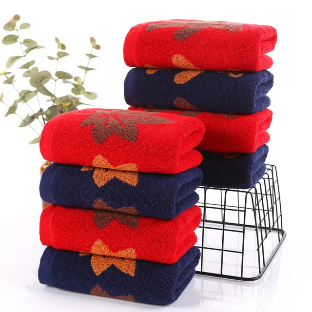 Új Egyszerű, Szilárd Színű Juharlevél Minta Jacquard Pamut Mosdókészlet Otthoni Ápolás Törülköző Fürdőszoba Fürdő Pár Esküvői Ajándék - Image 4