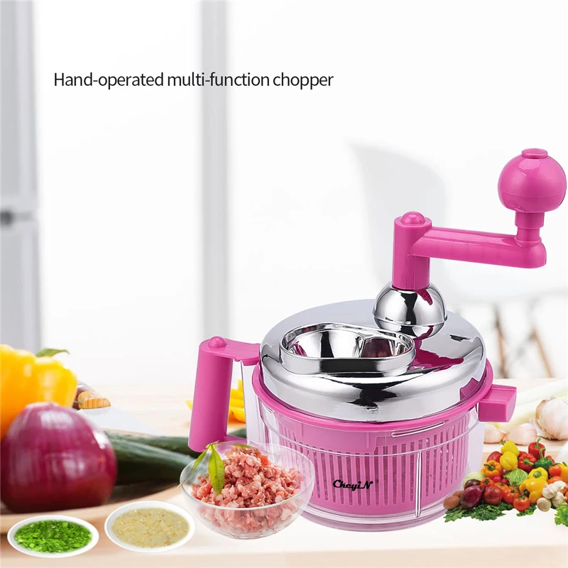 

Meat Chopper Stainless Steel Blade Salad Maker Hand Rotate Meat Blender Vegetable Fruit Cutter for Camping Picnic Kitchen