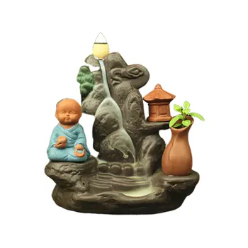 

1 Pc Incense Burner Delicate Ceramic Backflow Incense Holder Zen Monk Incense Holder Aroma Therapy Figurine for Office Reading