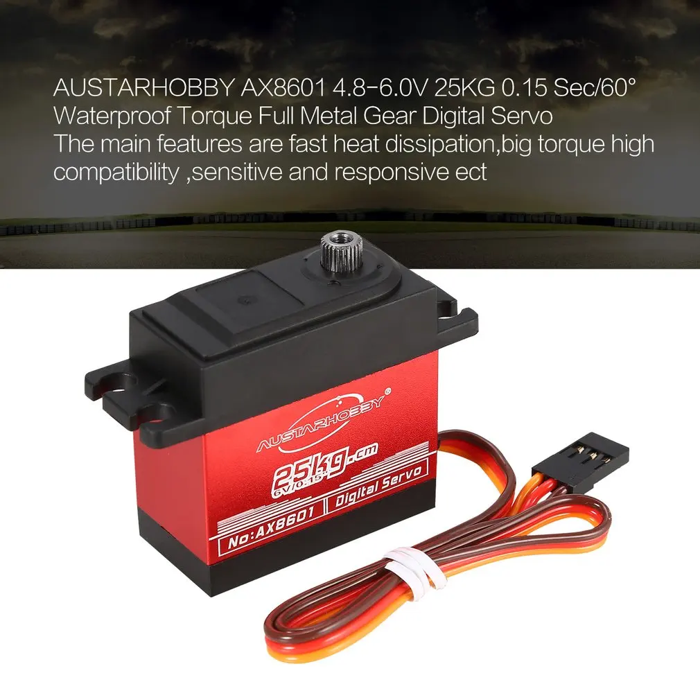 AUSTARHOBBY AX8601 4,8-6,0 в 25 кг 0,15 сек/60 водонепроницаемый крутящий момент полная металлическая передача цифровая сервопривод для Радиоуправляемая машина игрушки аксессуары