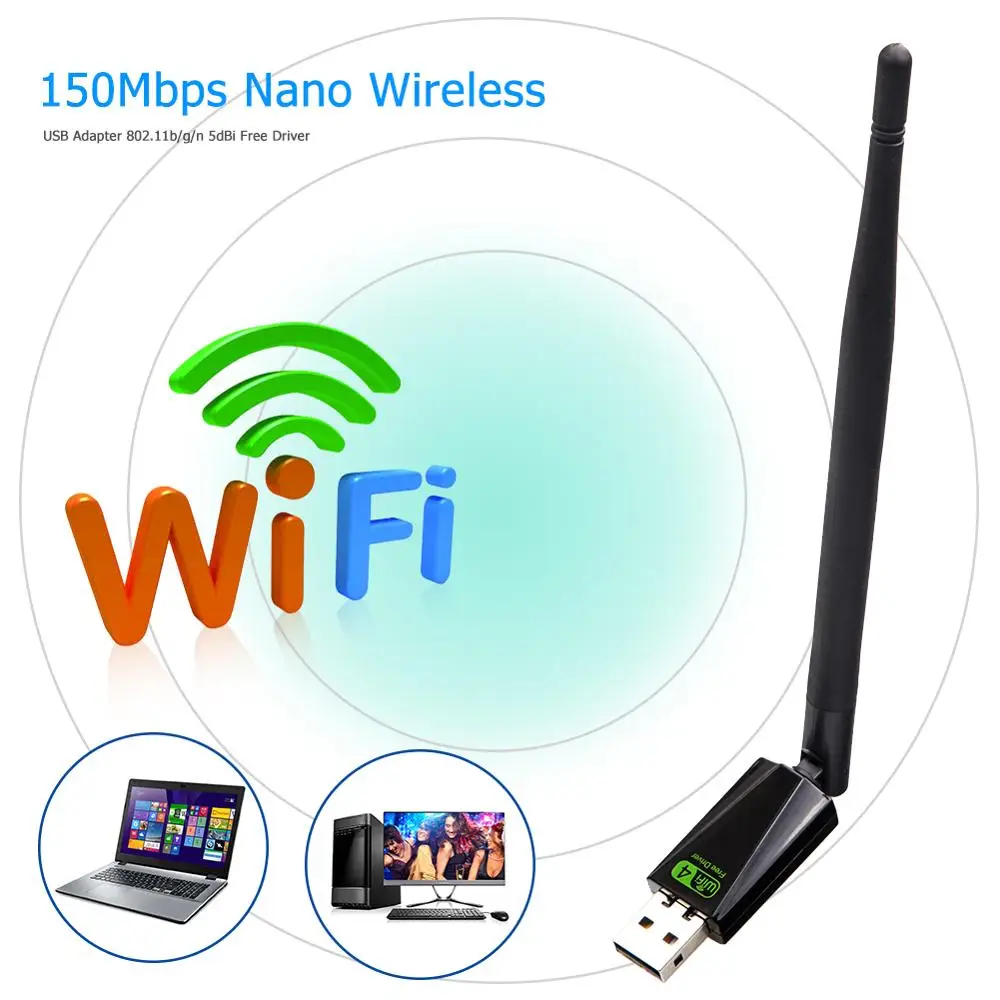 USB Wifi адаптер Бесплатный драйвер 150 Мбит/с Wi fi адаптер Ethernet PC WiFi Dongle 2,4G сетевая карта Antena Wi Fi приемник для Windows