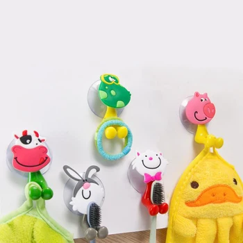 

Hot 1PC Cartoon Animal Cute Toothbrush Holder Wall Mounted Sucker Type Toothbrush Suction Wall Rack Home Bathroom Accessories