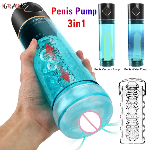 Electric Water Bath Penis Vacuum Pump Sucking Masturbator Penile Enlargement Extender Cock Trainer Adult Erotic Sex Toy For Men - Penis Pump