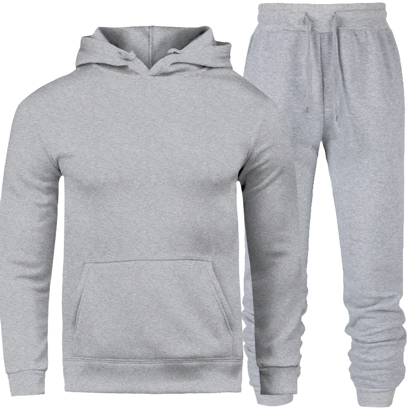 Autumn Winter Fleece Hoodies Men Casual Hooded Warm Sweatshirts Male Thicken Tracksuit 2PC Jacket+Pant Men Sportswear