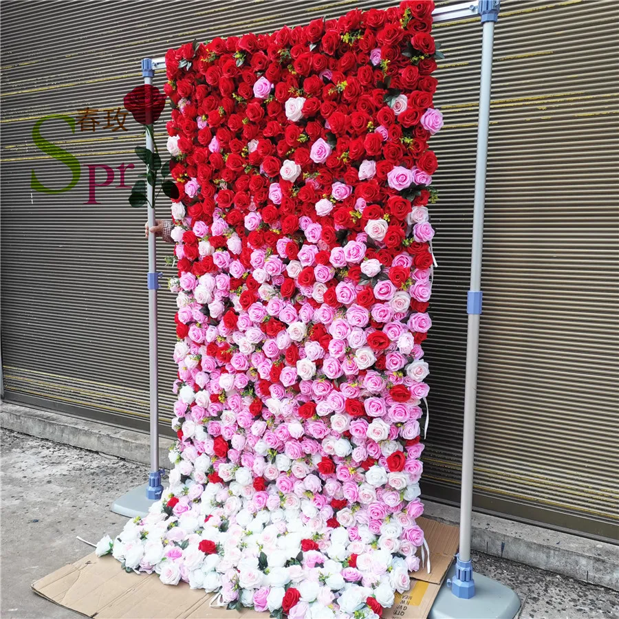 

SPR Free Shipping 1.2*2.4m (4ft x 8ft) Finished Ombre Rose Flower Wall for Wedding