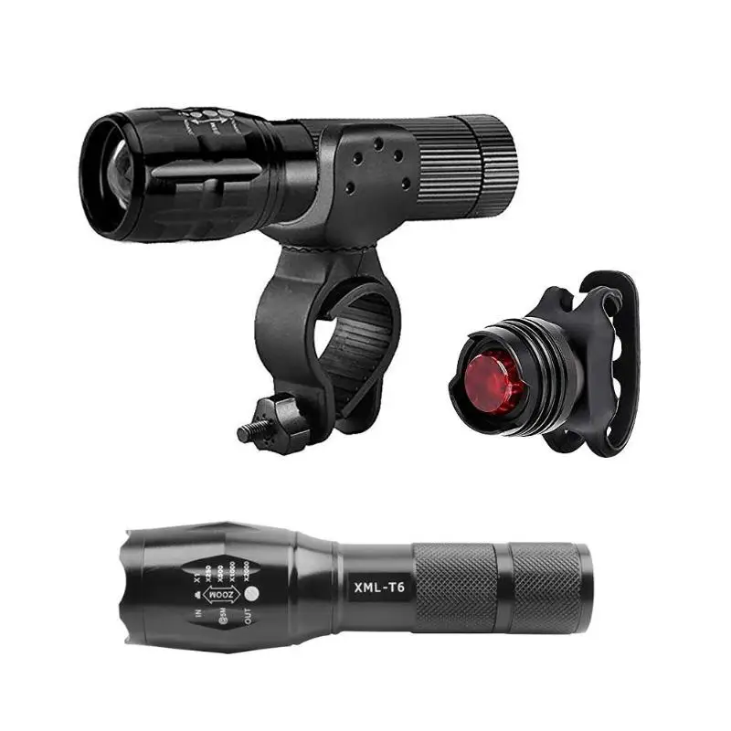 cheap Durable Bicycle Lights Delicate Texture Aluminum 1000lm Bicycle Headlight+Taillight Bike Waterproof XML T6 LED Rear Lamp