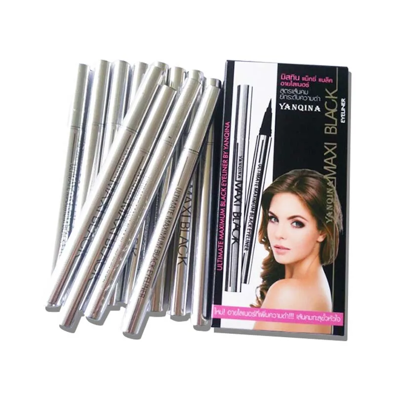 

YANQINA Ultimate cool black liquid eyeliner pen Silver tube eyeliner liquid pen waterproof less susceptible to blooming Makeup