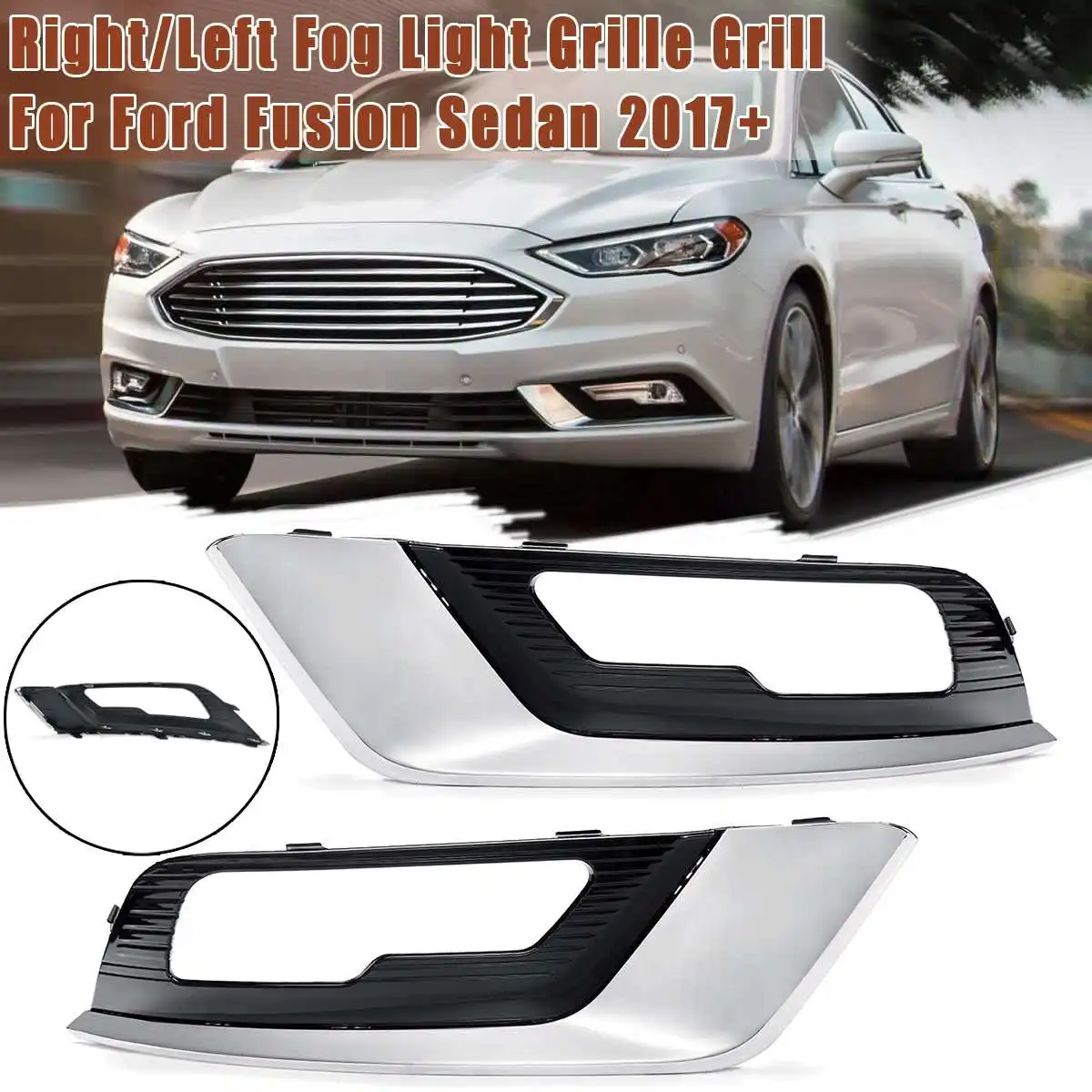 Right/Left Lower Fog Light Grille Grill Cover For Ford Fusion Sedan+ fog Light Foglamp Cover Car Accessories