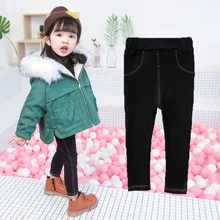 Имитация джинсов для девочек; сезон осень-зима; Вельветовая верхняя одежда в Корейском стиле для детей; Эластичные Обтягивающие Брюки в Корейском стиле