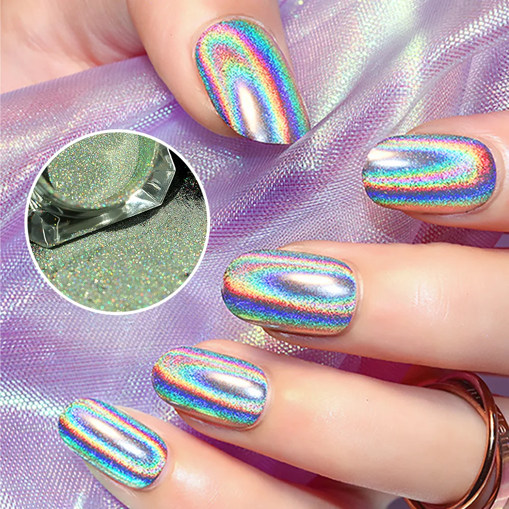 12Colors Holographic Nails Powder Laser Silver Glitter Chrome Nail Powder  DIY Shimmer Gel Polish Flakes for Manicure Pigment - AliExpress