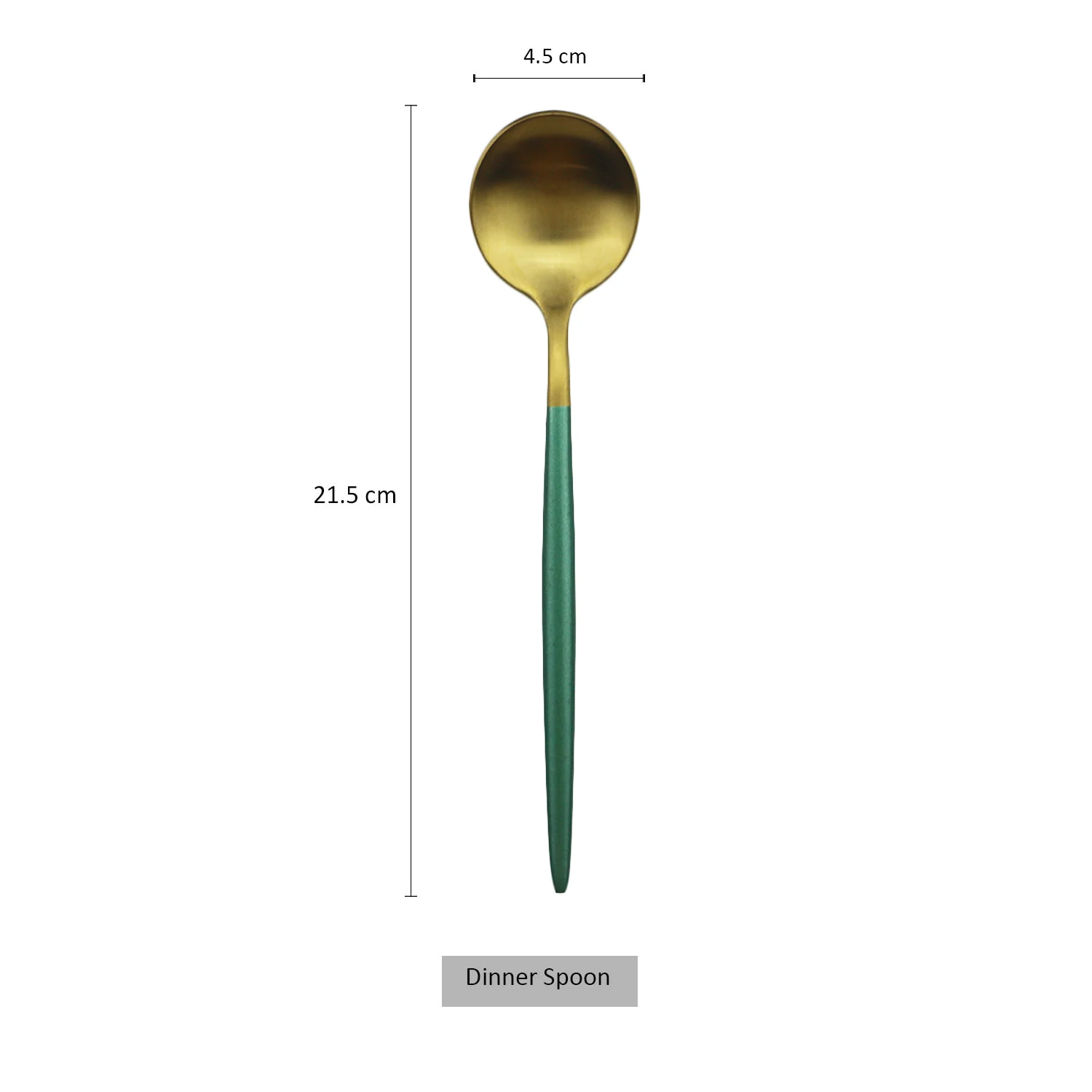 Dinner spoon 1 шт. зеленая металлическая посуда многоразовые золотые столовые приборы 304 вилка для столовых приборов из нержавеющей стали ложка десерт чай кухонная посуда - Цвет: Dinner spoon