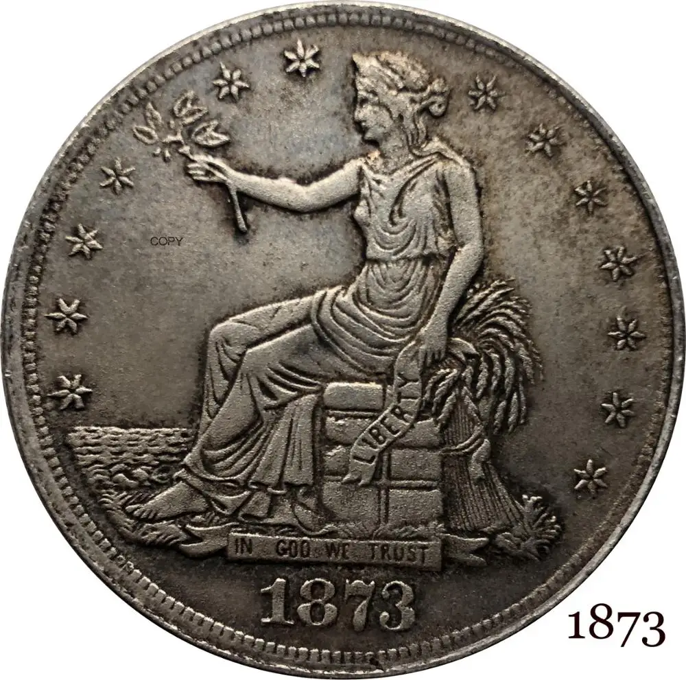 Соединенные Штаты Америки 1873 1 торговля один доллар США Бог мы доверяем 420 зерна 900