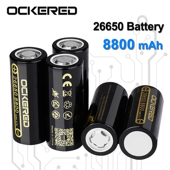 

Ockered New Original 26650 Rechargeable Battery 8800mAh Li-ion Rechargeable Battery For LED Flashlight Battery