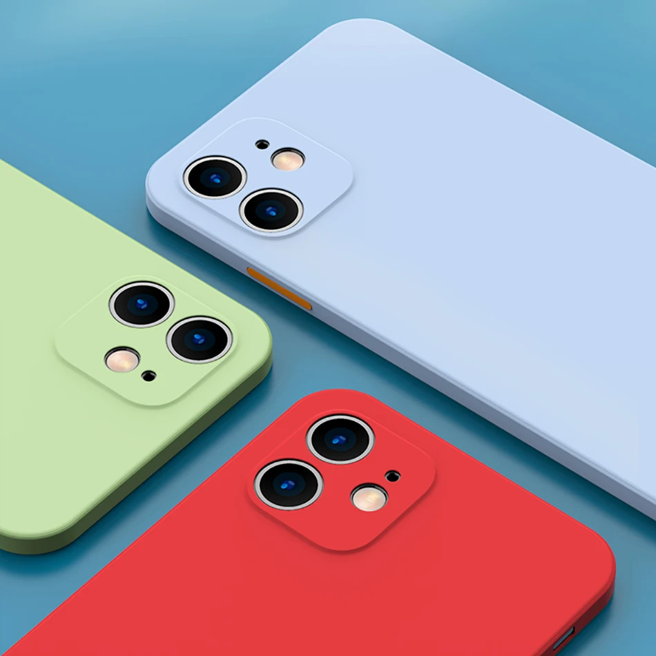 Phone Case For Apple iPhone 11 12 Pro Max Mini XR XS Max SE 2020 X 8 7 Plus 7Plus 8Plus Case Original Liquid silicone Soft Cover