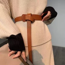 

New Corset Designer Belts for Women Tie Waistband Hand Dispenser Black Bow Leisure Belts for Women Overcoat Sweater Slim Girdle