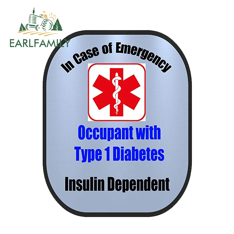 Earlfamily 13cm X 10cm Type 1 Diabetic Medical Alert Safety Decal