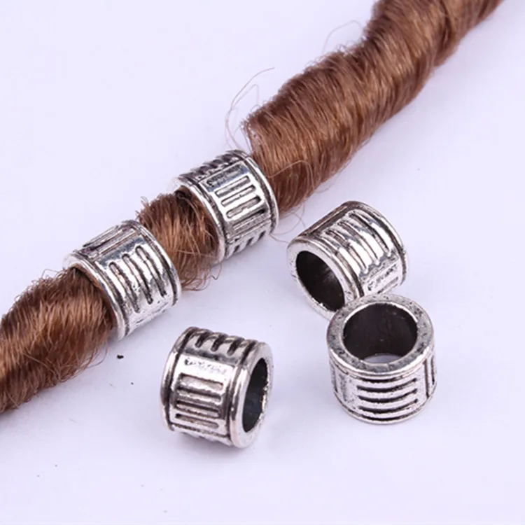 

5 Pcs-20 Pcs Silver Metal Hair Braid Dread Dreadlock Beard Beads Rings Tube Approx 6mm Hole for Hair Styling Accessories