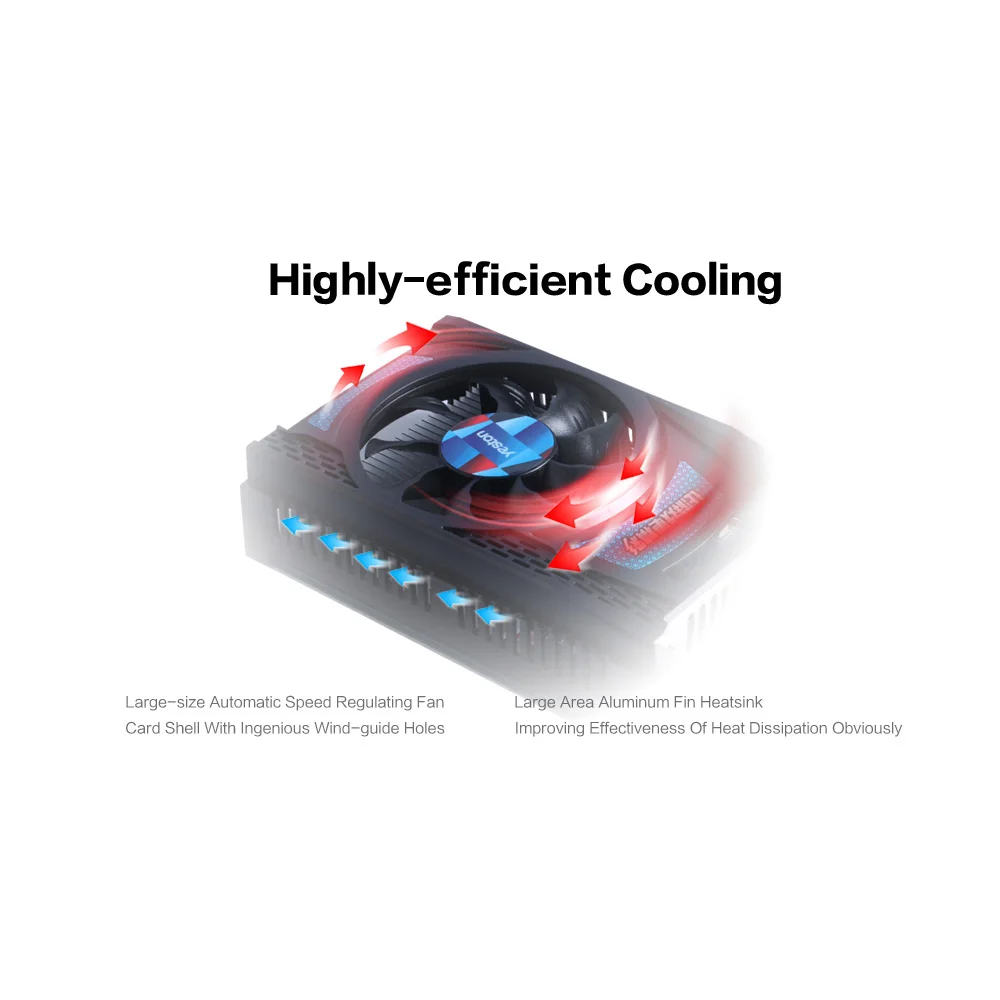Yeston RX550-2G D5 TA Видеокарты Radeon Chill 2 Гб памяти GDDR5 128Bit 6000 МГц DP+ HDMI+ DVI-D видеокарта