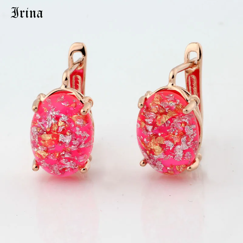 Irina Новая мода 585 розовое золото личности красочные серьги для женщин Сладкий Романтический серьги для молодой женщины подарок