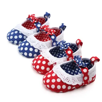 

Cotton Fabric Baby Girl Shoes Newborn Lace Bow Knot Elastic Band Shallow First Walkers Infant Soft Anti-slip Prewalker 0-18M