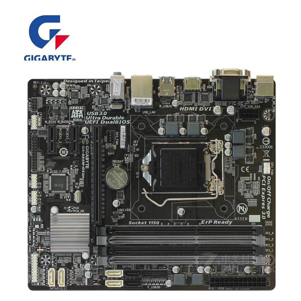For GIGABYTE GA-B85M-DS3H Motherboard B85M-DS3H Socket LGA1150 DDR3 Intel B85 B85M Original Desktop Used Mainboard | Компьютеры и офис