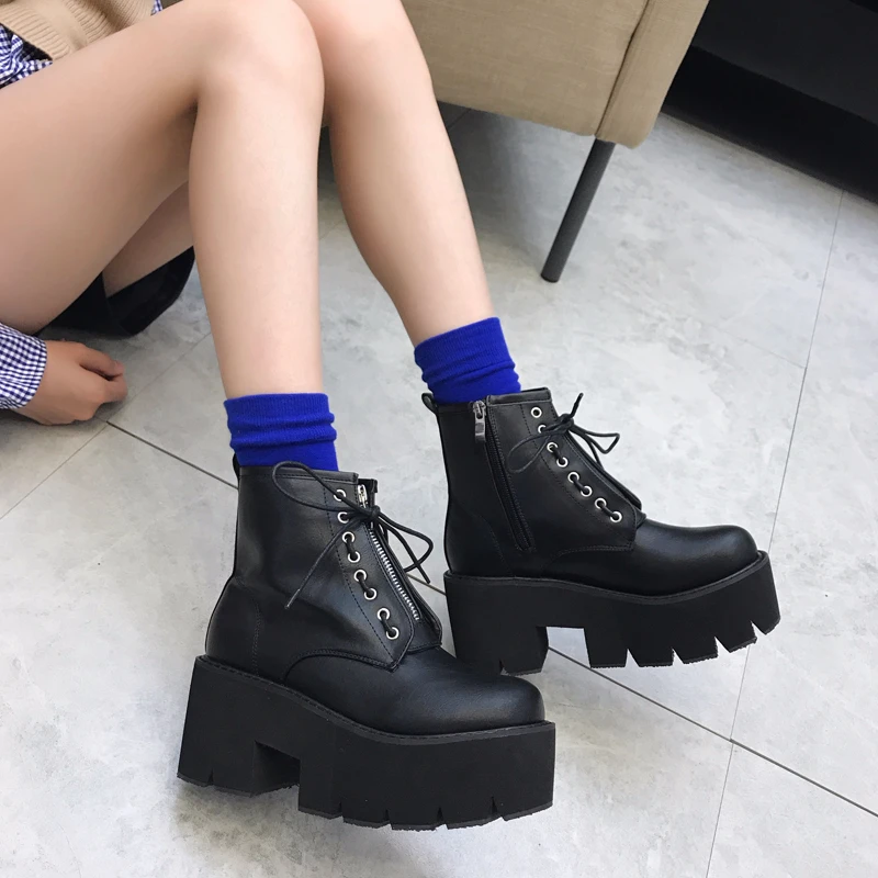 Ботинки в стиле панк; bottes femmes; обувь на платформе; женские ботильоны на высоком каблуке; осенне-зимняя обувь; мотоботы; готическая обувь; YMA530-1